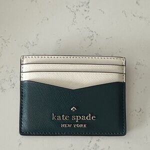 Kate Spade Teal and White Leather Card Holder
